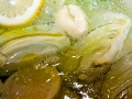 Fenchel, Zitronen und Knoblauch kochen zusammen